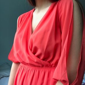 coral goddess dress